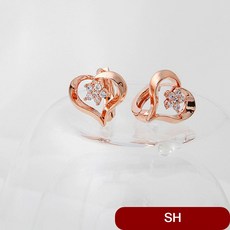 14K GOLD PIN 롤링 하트 귀걸이 주얼리 달모양 로즈골드 필드 zwow