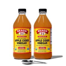 브래그 애플 사이더 식초 + 더 머더 로 비정제, 473ml, 2개
