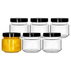 경성리빙테크 원형 낮은형 PP캡 유리병, 6개, 250ml