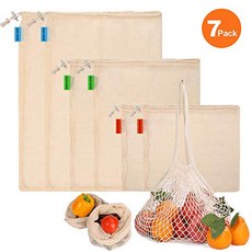 Meowoo Reusable Produce Bags Organic Cotton Mesh Produce Bag for Fruit Vegetable Grocery Shopping, 1