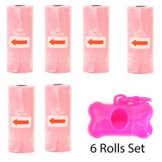 애완 동물 똥 가방 일회용 쓰레기 가죽 끈 클립 본 백 디펜서, 15.Foot Pink 6Roll..