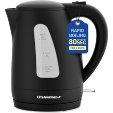 엘리트 고메 EKT8690 1.7L 전기차 주전자 1500W 온수기 보일러 BPA 프리 빠른 끓임 수위 창 및 자동 차단 블랙, 1.8 Quarts, Black
