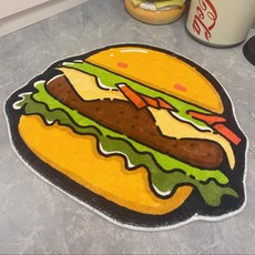 대형 햄버거 캐릭터 카펫 거실 현관 주방 미끄럼방지 매트