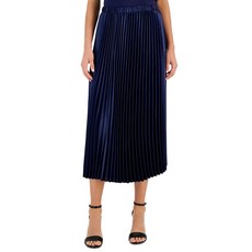 Anne Klein 여성용 새틴 플리츠 풀온 미디 스커트