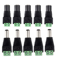 DC 전원 공급 커넥터 장치 2개세트단 호환 소켓 5쌍 DC 12V 수 암 커넥터 2.1*5.5mm 전원 플러그 어댑터 잭, 03 5pairs Male Female