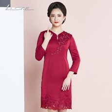 LUCRE 레드 봄가을 웨딩 드레스 기쁘다 시어머니 결혼피로연 룩