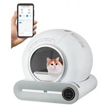 고양이 자동 화장실 자체 청소 쓰레기 봉투 상자 애완 동물 변기 휴지통 앱 영어 버전 포함, 1개