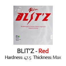 palio blit39z blitz(독일제) blit-z 탁구 러버 palio 탁구 스펀지, 빨간색 최대 47.5