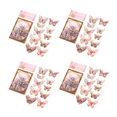 포시픽 반짝반짝 빛나는 스테인글라스 스타일 나비 스티커 4p, 핑크