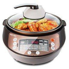 눌러붙지 않은 자동 회전 돌아가는 냄비 대용량 5L, 초콜릿 색상, 한개옵션1