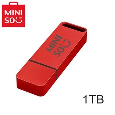 Miniso USB 3.0 휴대용 금속 플래시 드라이브 고속 펜드라이브 메모리 C타입 어댑터 2TB 1TB, red 1T