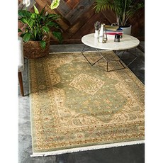 에딘버러 컬렉션 오리엔탈 전통 프랑스 국가 가벼운 녹색 카펫 (50 x 80) (5 x 8 Feet Rectangular Light Green／Beige), 본상품, 본상품