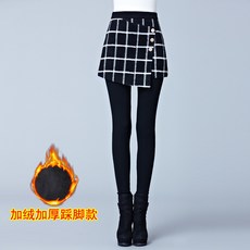 105453 여자치마바지 가을겨울 치마가달린스타일 기모 블랙 페이크레이어링 레깅스 여성바깥에착용 슬림핏 랩스커트