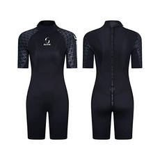 ZCCO 웻슈트 해녀복 Mens 3mm Shorty Wetsuit Womens 전신 잠수복 다이빙 카누 스피어 낚시 서핑 스노클링 수영복을 백 지퍼 다이브 스킨, Women Black, Small, X-Small