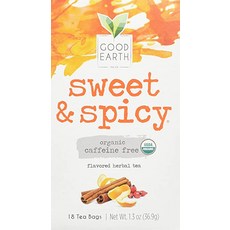 Organic Sweet & Spicy Herbal Caffeine Free Good Earth Teas 18 Tea Bag, 1개