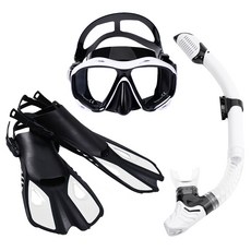 RUN 기술 엘리트 강습 롱핀 수영 오리발 세트 잠수 안경 프리다이빙, M2026S-흑백