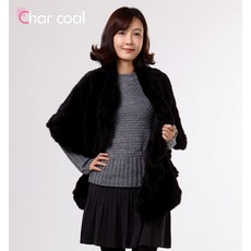 차콜 밍크 니팅 어트렉션 포켓 숄