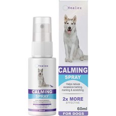 Healex Dog Calming Spray 힐렉스 개 진정 스프레이 애완동물의 분리 불안이나 공격성을 줄이기 위한 효과 개를 위한 페로몬 강아지용 진정 완화제, 60 ml, 1개