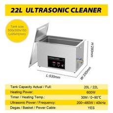 디가스 포함 초음파 클리너 35W-600W 전력 조절 타이머 가열 0.8L 3.2L 4.5L 10L 22L 30L, 08 22L_01 CHINA_04 AU