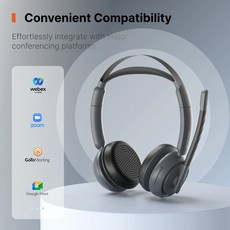 NUROUM 비즈니스 헤드셋 HP31-D(USB Type-A & USB Type-C)컴퓨터와 전화기에 동시 연결 디지털 하이브리드 ENC 기술로 느이즈 캔슬링 마이크, 짙은 회색, HP31-D
