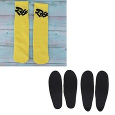 JC 2 쌍 어린이 스케이트 면화 따뜻한 양말 스타킹 + 스케이트 insoles 노란색 m