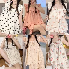 끼룩 러블리 민소매 프릴 파자마 여름 나시 잠옷