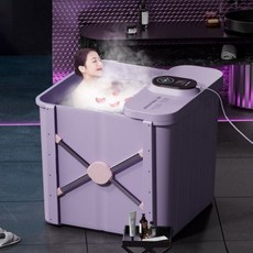 성인접이식욕조 물온도조절 이동식 1인욕조 가열반신욕기 가정용사우나 히노끼욕조, 70x70 퍼플 기본형