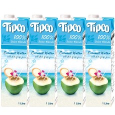 TIPCO GD028)팁코 코코넛 워터 주스 1Lx4팩, 4팩, 1L
