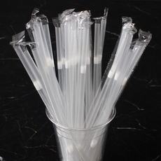 긴빨대 자바라 7.0mmX250mm 투명 개별포장 500개 일회용스트로우 플라스틱빨대, 1세트
