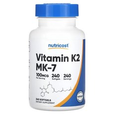 뉴트리코스트 비타민 K2 MK7 100mcg 240정 Nutricost Vitamin, 1개, 240개