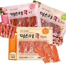 미스터쿡 강아지 간식 스테이크, 3종(소고기/연어/오리), 300g, 9개 - 미스터쿡