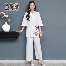 주식회사 주 한복 린넨세트 차이나 여성의류 중국식 공연복 여름옷 면린넨 불복 부처님 수행 유니폼 에스닉 거사복