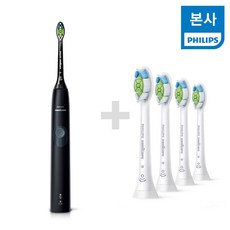 PHILIPS 필립스 소닉케어 프로텍티브클린 4300 블랙에디션 HX6414/01+옵티멀화이트 칫솔모 HX6064/67