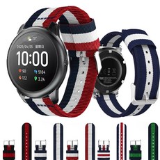 샤오미 Huami haylou solar ls05/Amazfit 2 2S/GTR 47mm 팔찌 EasyFit 팔찌 액세서리 용 스트라이프 나일론 스트랩 시계 밴드|스마트 액세사, 1개, For Amazfit 2S, 5