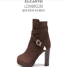 엘칸토 [인기상품] 천연가죽스웨이드 앞가보시 8CM굽 발편한앵클부츠