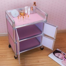 비엠제이 왜건 3단 공구카트 32단 블랙 타프로스 유러피안 받침대 타르 미용실트리트먼트 미니 네일아트 선반 차, 정부측 표기함 48x33x71cm, 각파이프 핑크 2층 투 캐비닛이다