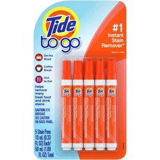 [미국직배송]타이드 휴대용 얼룩 제거 펜 (1개 3개 옵션) Tide To Go Stain Remover Pen, 5개세트