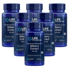 (6개) 라이프익스텐션 유로피안 빌베리 추출물 100mg 90캡슐 x 6개, 90정, 6개