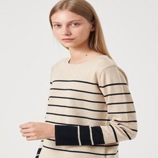 빈폴스포츠(BEANPOLE SPORT) 빈폴스포츠 베이지 여성 스트라이프 리얼 니트 BO9851C12A