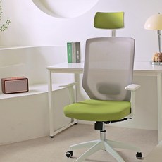 쿨백 3D 더블 에어 메쉬의자 사무용의자 중역의자 컴퓨터의자 헤트레스트 각도조절 여름필수템, 그린