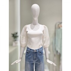 듀엘 DEWL 시스루 퍼프소매 니트 L242KSK031 백화점 아울렛 (3629875)