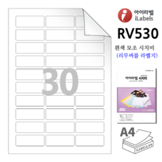 리무버블 아이라벨 RV530 100장 30칸(3x10) 흰색모조 시치미 (리무버블라벨) 58.1x22mm R2 스티커 A4 라벨지 - 비트몰 iLabels 라벨프라자 - r2x22a