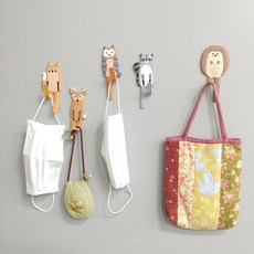 8종 동물 자석 후크 마스크걸이 냉장고 현관문 마그네틱 자석걸이, 8종동물후크 여우