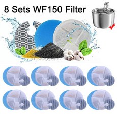 고양이정수기필터 8Sets WF150 Cat Water Fountain Filters Replacement for Stainless Steel Automatic Cats Feede, 01 8 Sets, 1개