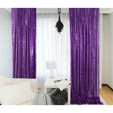  트월킹산타 스팽글 배경 커튼 보라색 반짝이 줄타는산타인형, 2pcs 60x305cm-2x10ft, Matte Champagne 