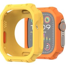 iWatch Ultra202420232022를 위한 Apple Watch 범퍼 케이스 Ultra 2 49mm 소프트 플렉시블 TPU 경량 보호 커버와 호환됩니다 전면 스크린 프, Orange & Yellow