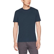 Goodthreads 남성 슬림핏 반팔 코튼 크루넥 티셔츠, 크기가 큰, Washed Navy_주머니 없음