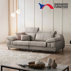 [쉐우드가구]빈센트 3인용 천연통가죽 헤드틸팅 기능성 소파, 그레이