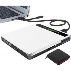 외장 DVD 드라이브 5 in 1 USB 3.0/Type-C 휴대용 CD/DVD+/-RW 버너 플레이어 CD ROM for Mac Laptop MacBook Pro Air Desktop, 단일옵션