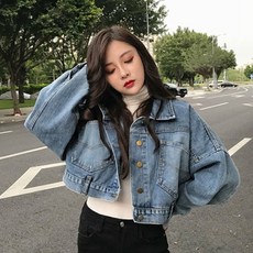 슈퍼셀 여성 슬림핏 반코트 청자켓 데님자켓 면자켓 빈티지 크롭 숏자켓 아우터